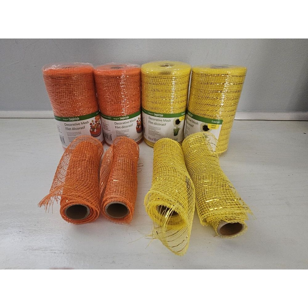 FloraCraft SimpleStyle Decorative Mesh Yellow And Orange Set Of 4 New With Xtra